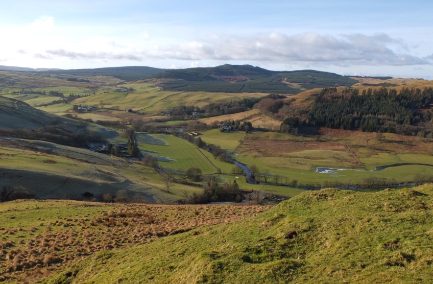 The Girvan valley with Knockskae and Back Fell